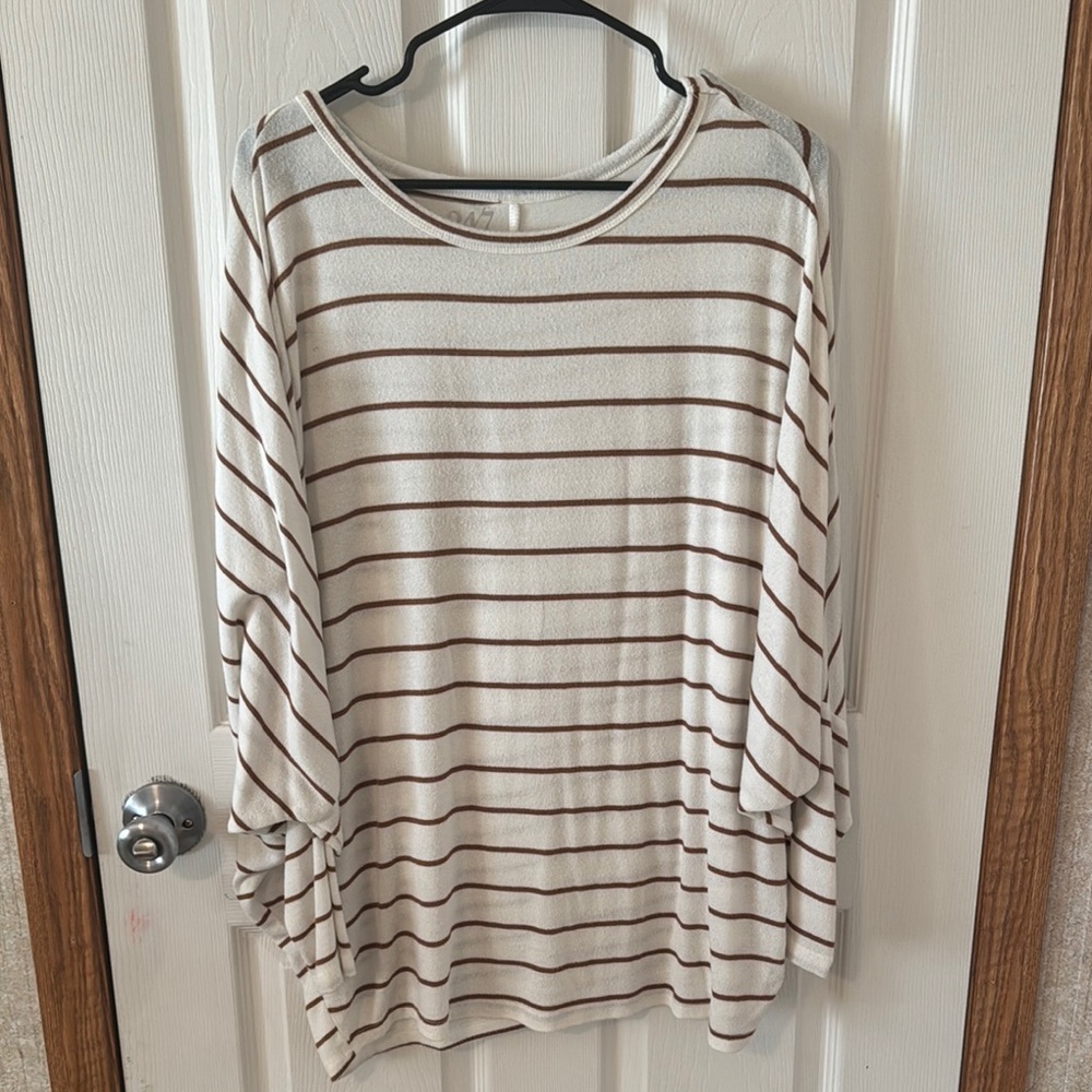 Striped Beige and Brown Women's Top